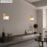 Vintage Brass Lantern Wall Lamp - Balcony Sconce Lighting Fixture 1 Bulb