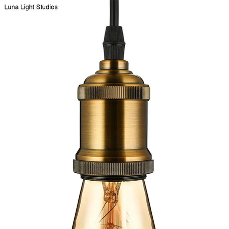 Vintage Brass Metal Mini Pendant Light For Restaurants - Adjustable Cord 1 Head Hanging Fixture