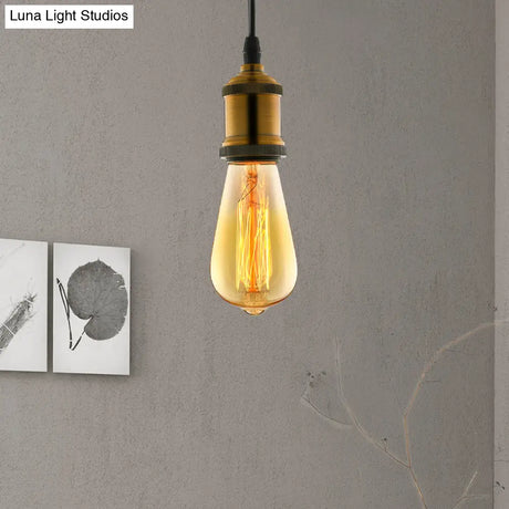 Vintage Brass Metal Mini Pendant Light For Restaurants - Adjustable Cord 1 Head Hanging Fixture
