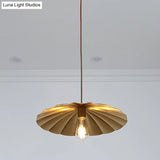 Vintage Brass Scalloped Hanging Ceiling Light Pendant For Study Room - 1