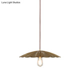 Vintage Brass Scalloped Hanging Ceiling Light Pendant For Study Room - 1