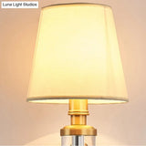 Vintage Brass Sconce Wall Lamp - Fabric Shade 1 Light Fixture For Bedroom