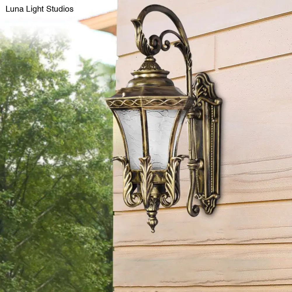 Vintage Bronze Hexagonal Wall Mounted Lamp With Textured Glass Shade