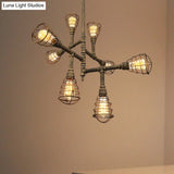 Vintage Bronze Iron Cage Chandelier Lamp - 8/12 Heads Stylish Wire Design Perfect For Dining Room
