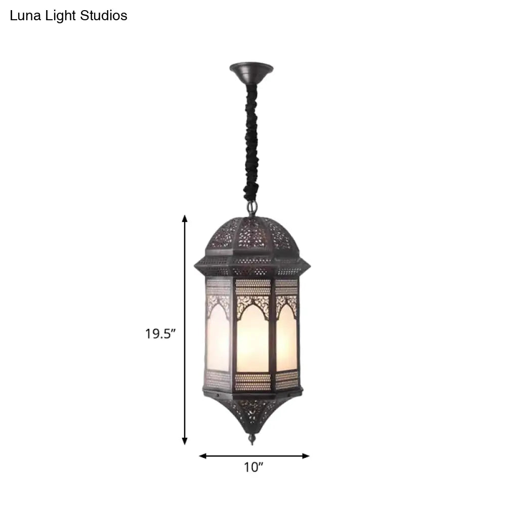 Vintage Bronze Lantern Ceiling Pendant Light Fixture For Restaurants - 1 Bulb Metal Lighting