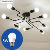 Vintage Ceiling Lights Iron Personality For Living & Bed Room 8Heads With 5W Bulb / Warm Light 110V