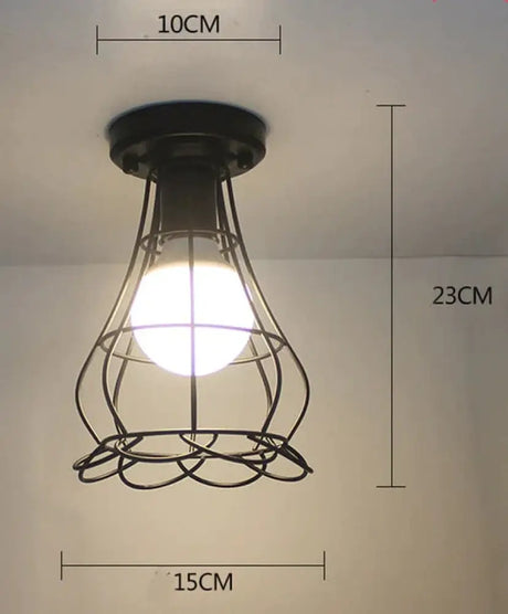 Vintage Ceiling Lights Lustre Luminaria Led Lamp Loft Iron Cage Fixtures Lighting 23