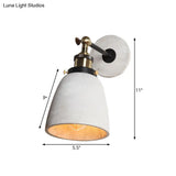 Vintage Cement Grey Cone/Bowl/Dome Wall Light Sconce - Rotatable 1-Light Kitchen Lamp