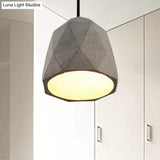 Vintage Cement Pendant Lamp - 1 Light Dining Room Hanging Fixture In Grey Bowl/Cylinder/Semi Circle