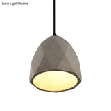 Vintage Cement Pendant Lamp - 1 Light Dining Room Hanging Fixture In Grey Bowl/Cylinder/Semi Circle