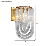 Vintage Clear Crystal Prism Sconce Lamp - Gold Finish 1 Light Wall Mounted For Dining Room