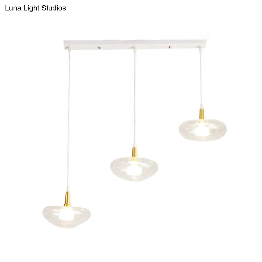 Vintage Clear Glass Chandelier: Oval Multi Light - 3 Bulb Pendant Lamp For Dining Room With Canopy
