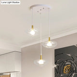 Vintage Clear Glass Chandelier: Oval Multi Light - 3 Bulb Pendant Lamp For Dining Room With Canopy