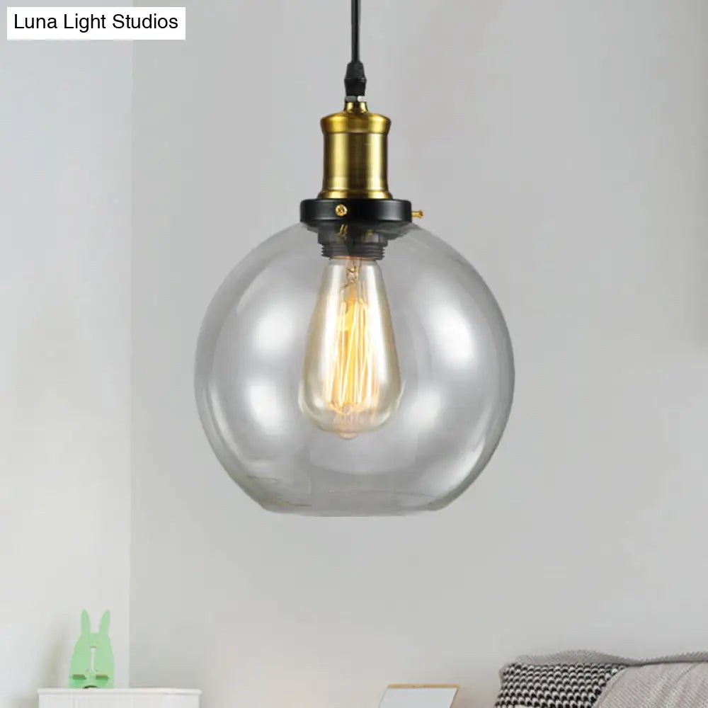 Vintage Clear Glass Hanging Ceiling Light With Brass Finish Ideal For Living Room Décor