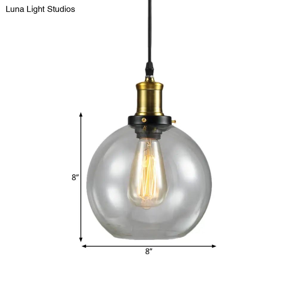 Vintage Clear Glass Hanging Ceiling Light With Brass Finish Ideal For Living Room Décor