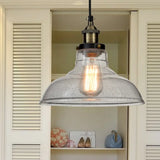 Vintage Clear Glass Pendant Lighting For Dining Room With Barn Style Shade