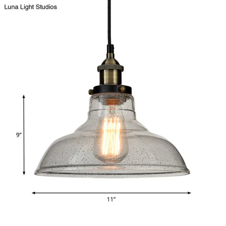 Vintage Clear Glass Pendant Lighting For Dining Room With Barn Style Shade