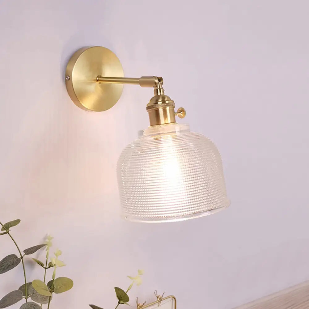Vintage Clear Glass Wall Mounted Lamp - Single-Bulb Light Fixture For Bedroom / D