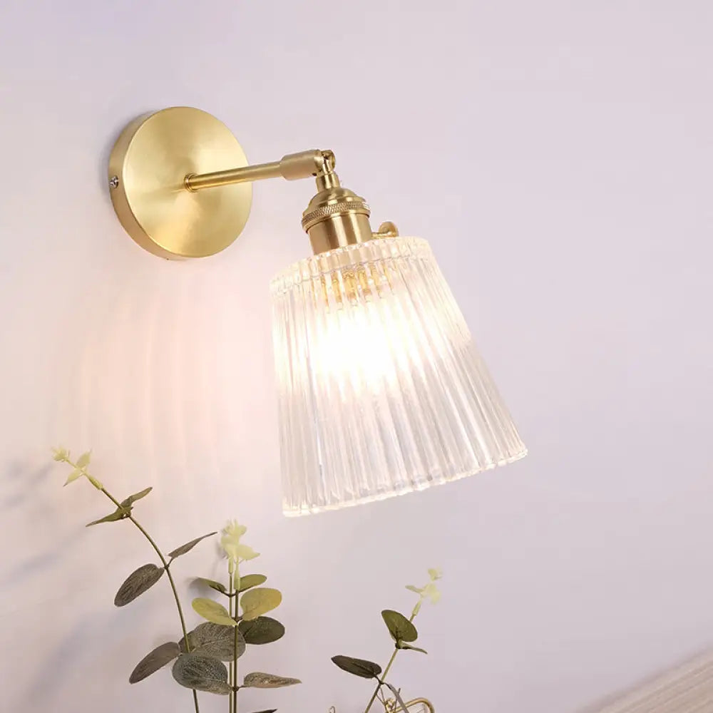 Vintage Clear Glass Wall Mounted Lamp - Single-Bulb Light Fixture For Bedroom / I