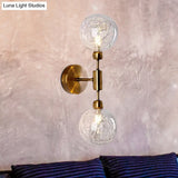 Vintage Clear Glass Wall Sconce Lighting With 1/2 Lights Orb Black/Gold Fixture