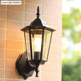 Vintage Clear Glass Wall Sconce: Tapered Single-Bulb Courtyard Lamp