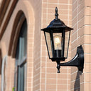 Vintage Clear Glass Wall Sconce: Tapered Single-Bulb Courtyard Lamp Black