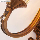 Vintage Cognac Glass Flower Wall Light With Brass Sconce Crystal Drop - 1/2 Heads