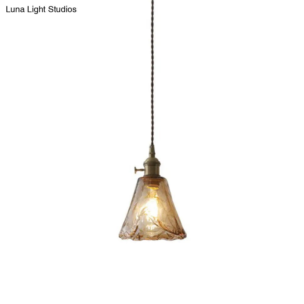 Vintage Cognac Glass Hanging Lamp Pendant For Dining Room Lighting