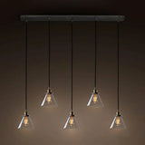 Vintage Cone Clear Glass Multi Pendant Light Fixture: 3/4/5-Light Hanging Lamp In Black 5 /