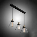 Vintage Cone Clear Glass Multi Pendant Light Fixture: 3/4/5-Light Hanging Lamp In Black 3 /