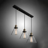 Vintage Cone Clear Glass Multi Pendant Light Fixture: 3/4/5-Light Hanging Lamp In Black 3 /