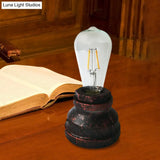 Vintage Copper/Gold Finish Plug-In Desk Lamp With Bare Bulb - 1-Light Metallic Small Table For Study