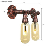 Vintage Copper Water Pipe Sconce Lamp - 2/4 Lights For Living Room Led Wall Mount Lighting