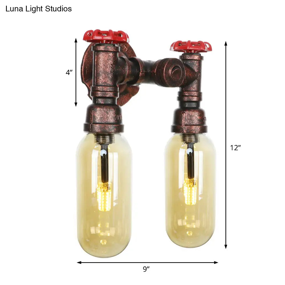 Vintage Copper Water Pipe Sconce Lamp - 2/4 Lights For Living Room Led Wall Mount Lighting
