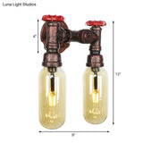 Vintage Copper Water Pipe Sconce Lamp - 2/4 Lights For Living Room Led Wall Mount Lighting