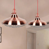 Vintage Covered Cage Hanging Ceiling Light - Metal Pendant In White/Copper/Red Brown Copper
