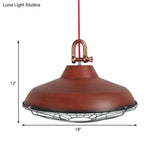 Vintage Covered Cage Hanging Ceiling Light - Metal Pendant In White/Copper/Red Brown