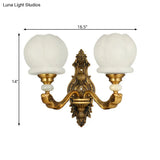 Vintage Cream Glass Wall Sconce: Stylish And Elegant 1/2-Bulb Brass Lamp For Living Room