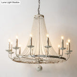 Vintage Crystal Bead Candelabra Chandelier Pendant Light
