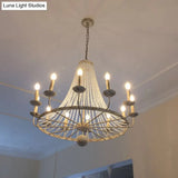 Vintage Crystal Bead Candelabra Chandelier Pendant Light
