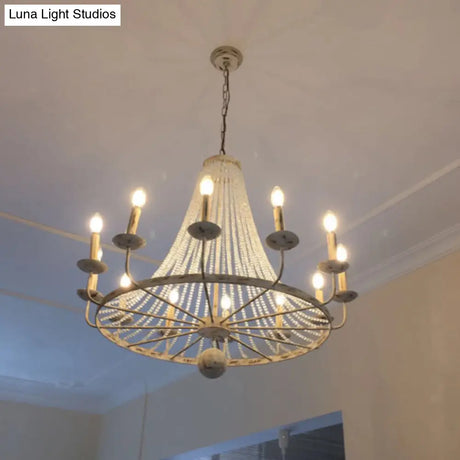 Vintage Crystal Bead Candelabra Chandelier Pendant Light