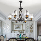 Vintage Crystal Block Ceiling Light - Tapered Design With 3/6 Hanging Lights For Dining Room In