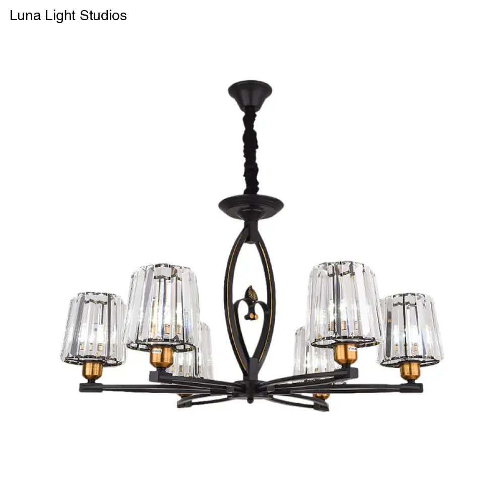 Vintage Crystal Block Ceiling Light - Tapered Design With 3/6 Hanging Lights For Dining Room In