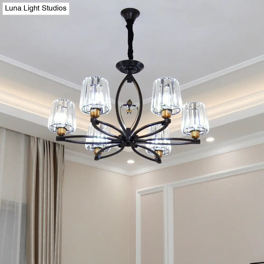 Vintage Crystal Block Ceiling Light - Tapered Design With 3/6 Hanging Lights For Dining Room In