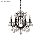 Vintage Crystal Draped Candle Chandelier Pendant Light In Rust