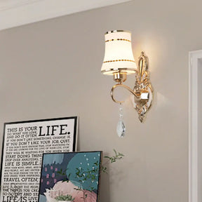Vintage Crystal Flared Wall Mounted Lamp: Gold Sconce Light For Living Room