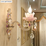 Vintage Crystal Glass Wall Sconce With Gold Finish - Elegant Lighting For Bedroom