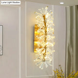Vintage Crystal Sputnik Wall Sconce With 8 Lights - Gold Living Room Lighting Fixture