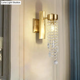 Vintage Crystal Wall Sconce With Led Lights - Cascade Bedroom Lighting Fixture