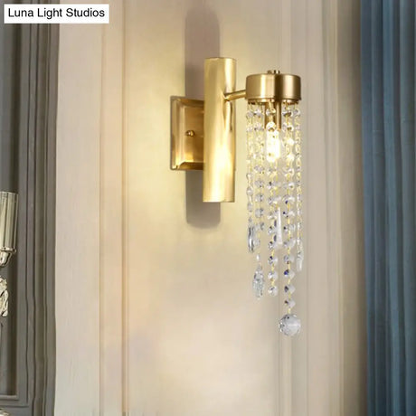 Vintage Crystal Wall Sconce With Led Lights - Cascade Bedroom Lighting Fixture